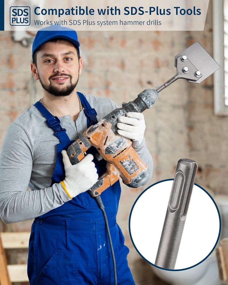 Firecore SDS Plus Floor Scraper with Replaceable Blade, 4 Inch By 10 Inch Thinset Removal Chisel Bits for SDS Plus Rotary Hammer Drill Power Tool, Scaling Tile Chisel Ceramic Vinyl Adhesive Remover - Image 5